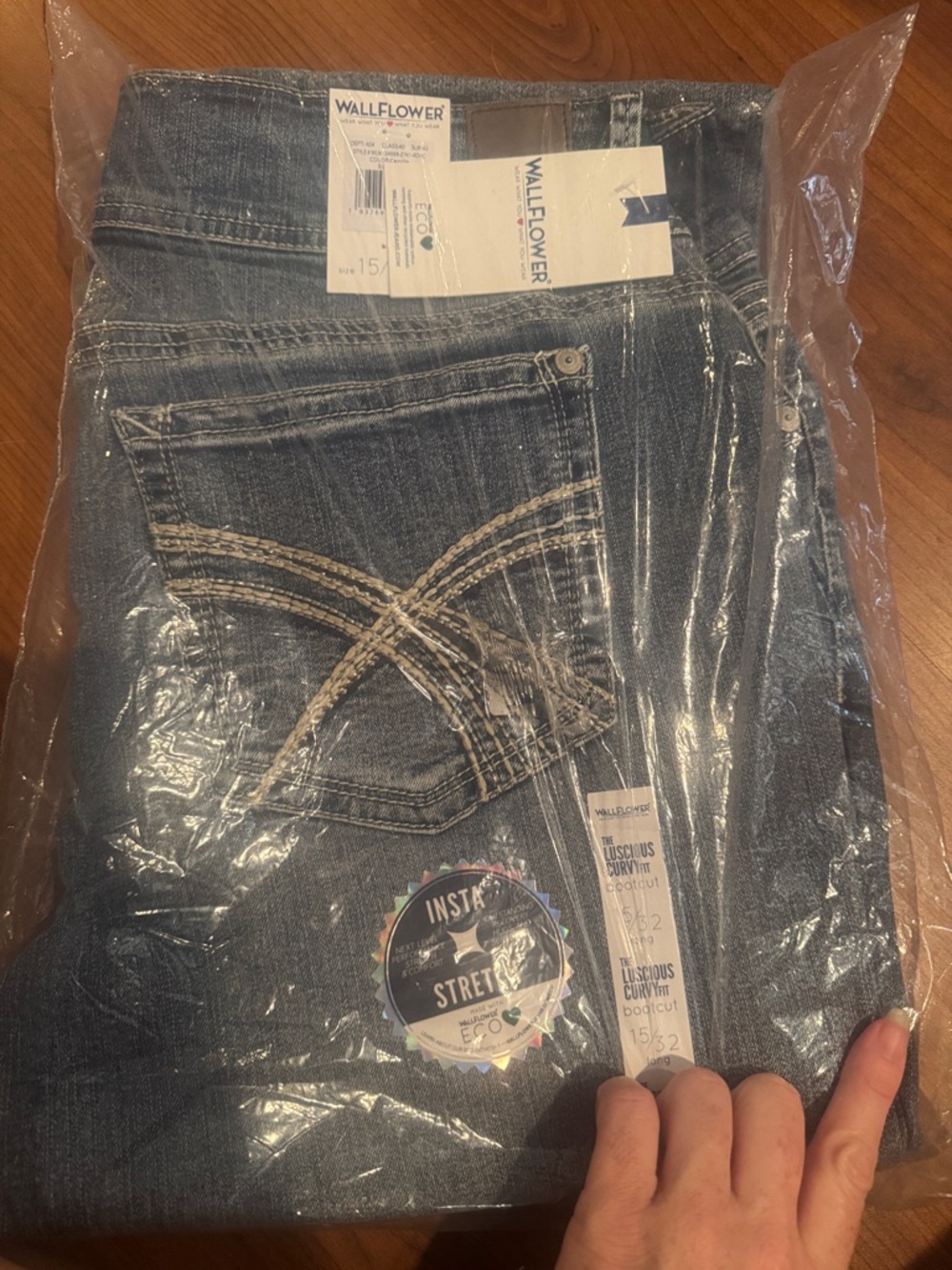 Wallflower Blue Denim Jeans with Cream Stitching